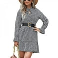 thumbnail image 1 of Final Clean Out! Femmes Léopard Imprimer Mini Robe Puff Manches Longues Faux Cou Mousseline de Soie Robes Swing Robe Courte Décontractée, 1 of 6