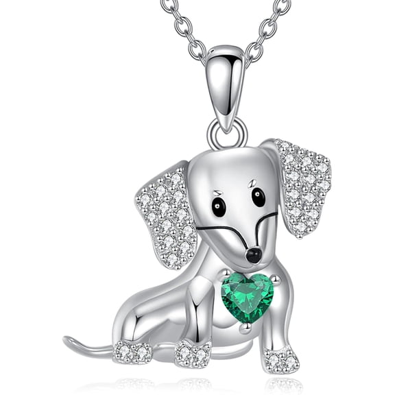JUSORA Dachshund Necklace 925 Sterling Silver Animal Pendant Jewelry Gifts for Women