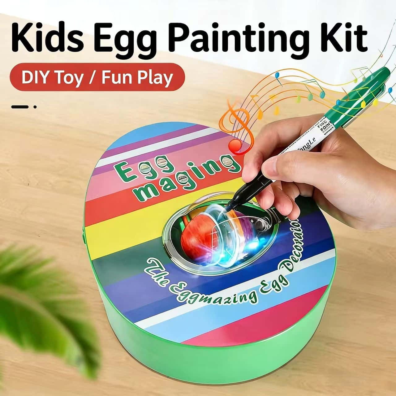 Easter Egg Decorating Kit for Kids, Electric DIY Egg Painter Spinner, Rainbow Graffiti Egg Coloring Machine, Creative Easter Egg Painting Toy for Holiday Craft Activities