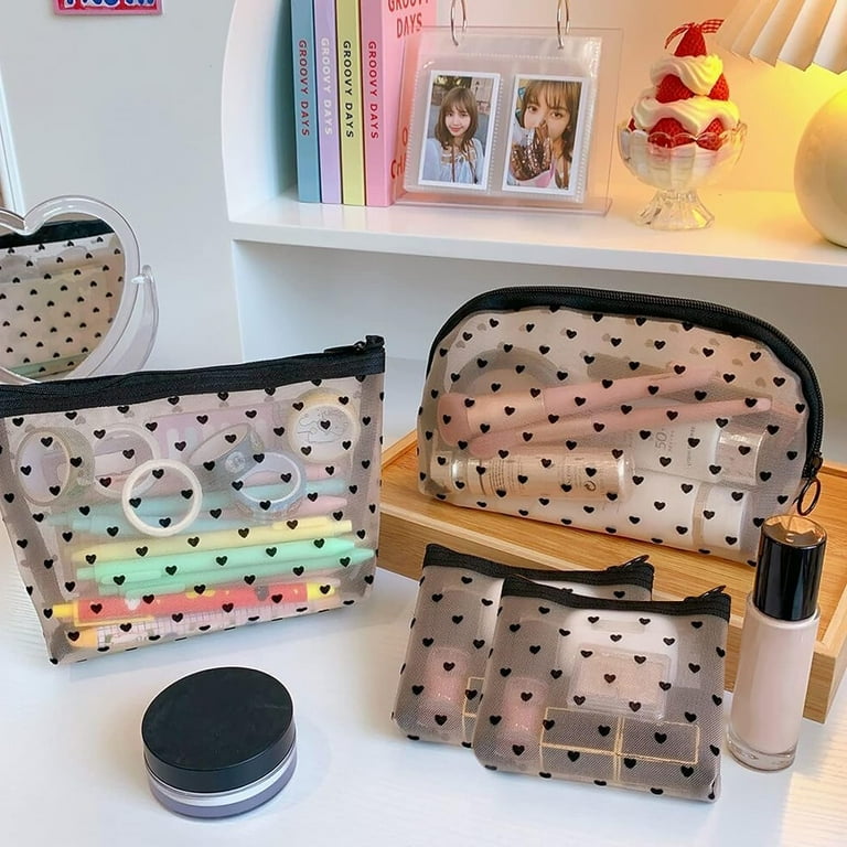 3PCS Mesh Makeup Bag Mesh Cosmetic Bag Purse Pouch Zipper Mesh Travel Bag Travel Purse Organizer Portable Pouch Bag Mesh Toiletry Bag for Home Office Travel Accessories Walmart