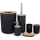 thumbnail image 1 of Juego de 6 accesorios de baño ecológicos de bambú con dispensador de loción, bote de basura, soporte para cepillo de dientes, vaso para dientes, cepillo de baño y jabonera, 1 of 4