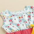 thumbnail image 4 of Kid Girls Easter Dress Sleeveless Bunny Floral Mesh Tulle Patchwork Dresses, 4 of 8