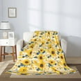 thumbnail image 2 of Sikiie Striped Sunflower Daisy Cozy Flannel Fleece Throw Blanket: Lightweight & Thick for All Seasons - Perfect for Women, Men, & Kids"60"x50", 2 of 6