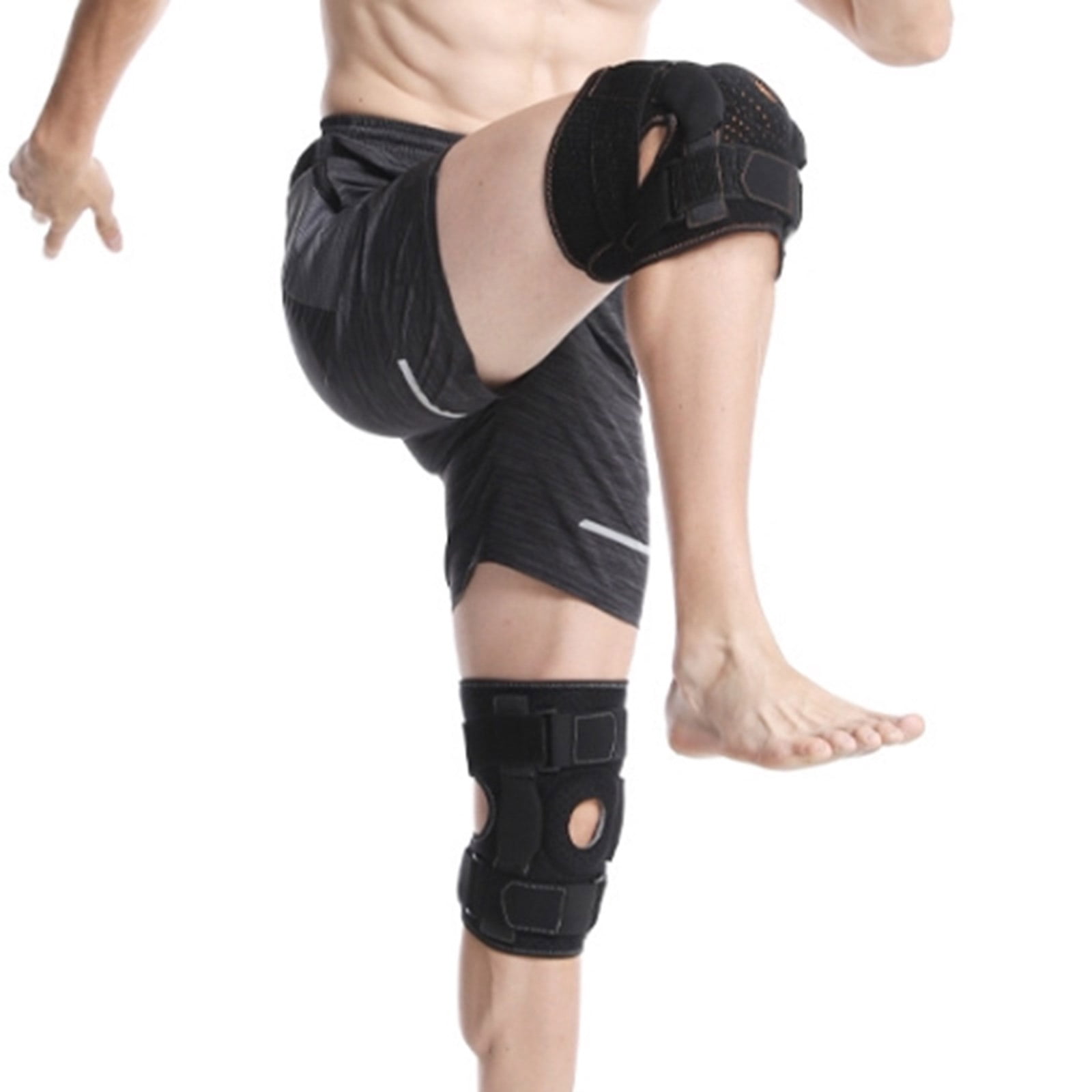 Knee Brace with Metal Hinges and Side Stabilizers for Men Women Sport Adjustable Knee Support Brace for Injury Recovery