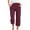 D-Burgundy, variant on Wyobmus Womens Summer Cotton Linen Pants High Waisted Wide Leg Drawstring Casual Button Loose Trousers With Pockets A-Navy