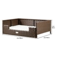 thumbnail image 3 of Dextrus Rattan Dog Bed for Large Medium Dogs and Cats, 34.6''Lx23.6''Wx11.8''H Indoor Outdoor Pet Bed with Beige Cushion, 3 of 7