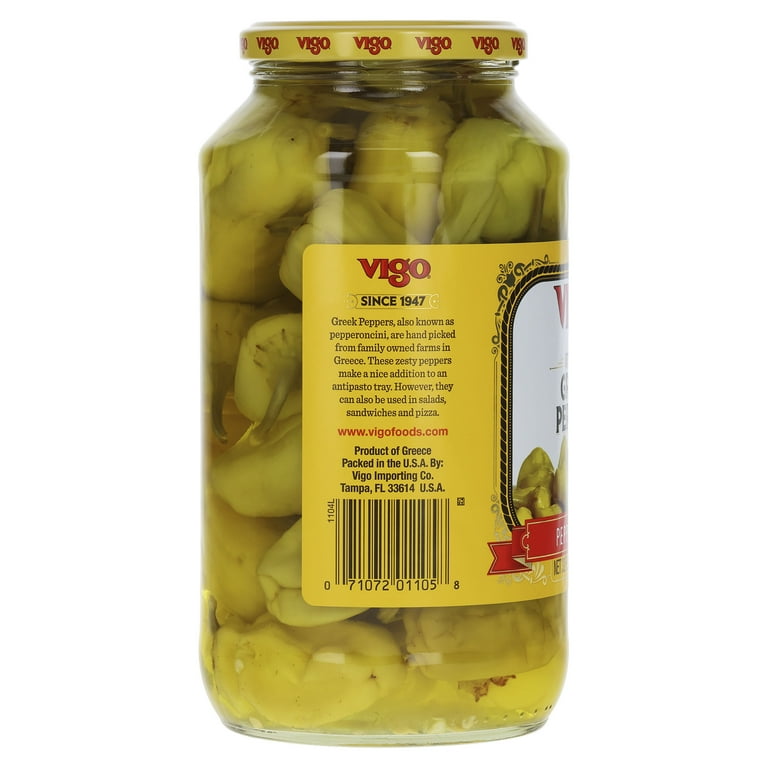 Vigo Handpicked Greek Peppers, Zesty Flavor, Perfect for Pizzas