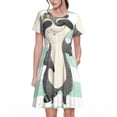 thumbnail image 1 of Easygdp Cute Raccoon para Vestido Transpirable de Mujer, Vestido Suelto de Manga Corta con Pliegues y Bolsillos para el Verano, 1 of 6