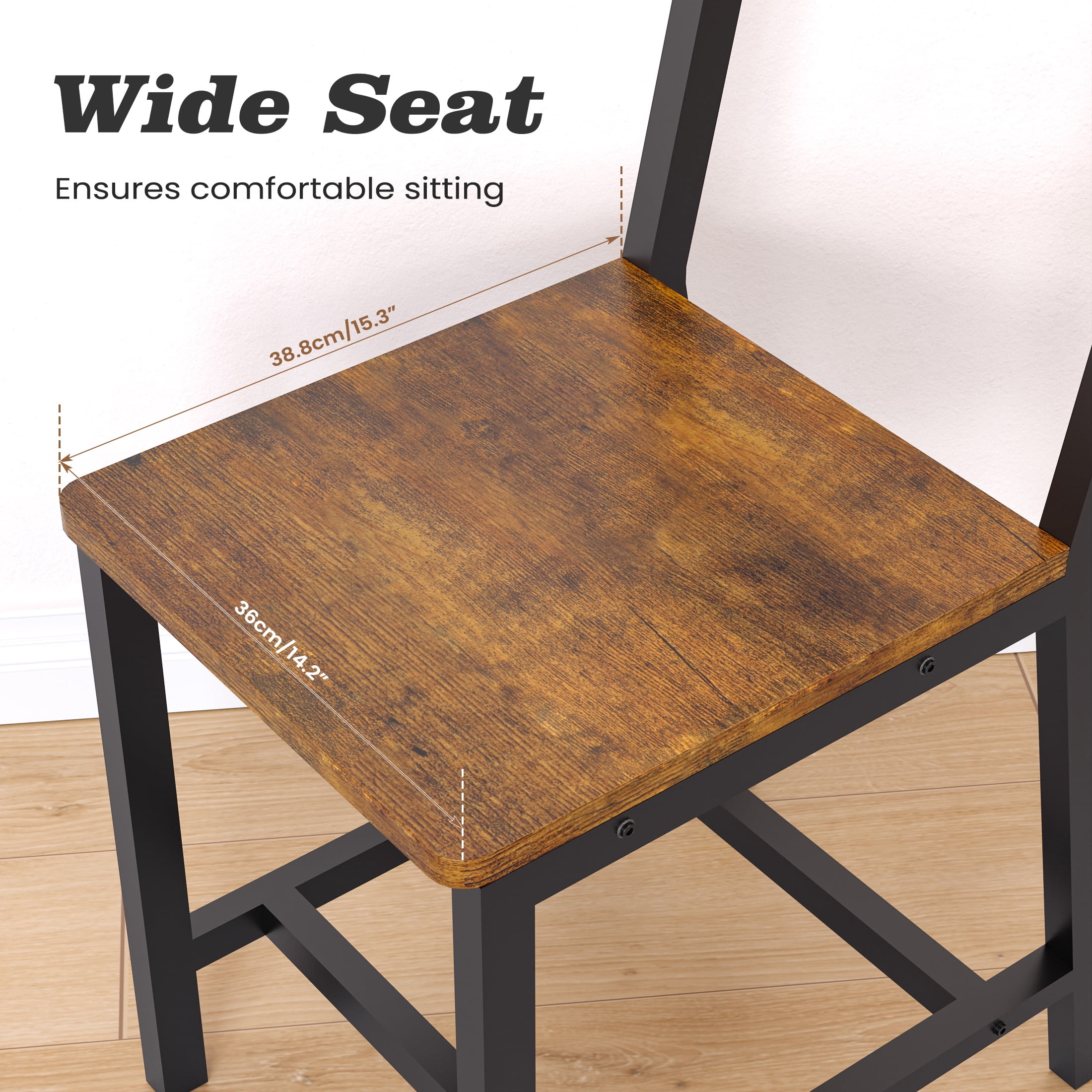 Gelloan 5-Piece Dining Table Set with 4 Chairs, Wooden Kitchen Table & Chairs Set for 4, Industrial Dinner Table with Metal Base, Perfect for Small Space, Easy Assembly,Rustic Brown