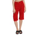 thumbnail image 1 of Pantalons Décontractés pour Femmes, Mode Décontractée, Couleur Unie, Longueur 5/8, Mélange de Lin, Pantalons d'Été Rouges S, 1 of 4