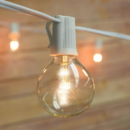 

Fantado 51 FT Shatterproof Light Bulb LED Outdoor Patio String Light Set 50 Socket E12 C7 Base White Cord - G50 - 2 Inch (0.5 Watt) by PaperLanternStore.com