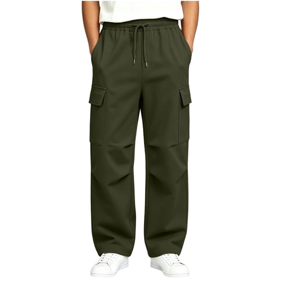 Hvarlaun Kids Sweatpants Cargo Jogger Pants for Boys and Girls with Pockets, Elastic Waist Drawstring Loose Straight Leg Casual Activewear, Sizes 4-15 Years