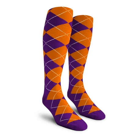 

Golf Knickers Colorful Knee High Argyle Cotton Socks For Men Women and Youth - 5D: Purple/Orange - Youth