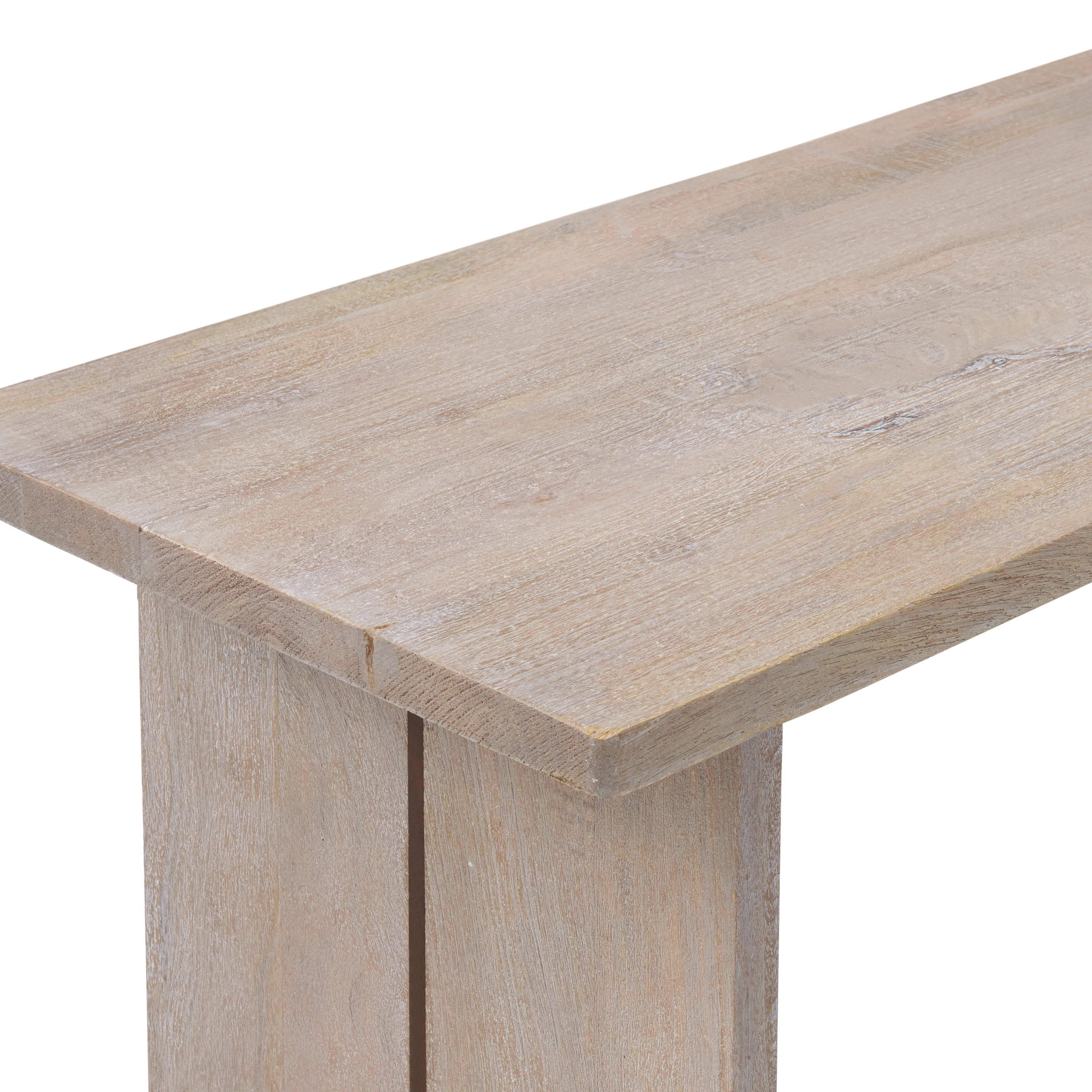 Alaterre Furniture Castleton Mango Wood Console Table, 52 in. W Entryway Table with Dual Shelf Storage, Driftwood Finish