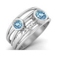 thumbnail image 2 of 4mm Round Blue Topaz Handmade Split Shank Band 925 Sterling Silver Dual Stone Women Valentines Day Gifts Ring, 2 of 4