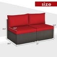 thumbnail image 4 of Costway 2PCS Patio Rattan Armless Sofa Sectional Conversation Furniture Set  W/Cushion Red, 4 of 12