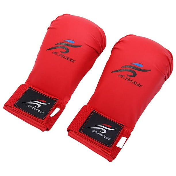 Guantes Sanda de boxeo premium con palma de cuero, guantes de karate para fitness, gimnasio, hombres y mujeres. Rojo