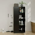 thumbnail image 7 of Panana Wooden Storage Cabinet, Narrow Pantry Cabinets Free Standing Tall Storage Cabinet with 2 Doors and Shelves (Black), 7 of 7