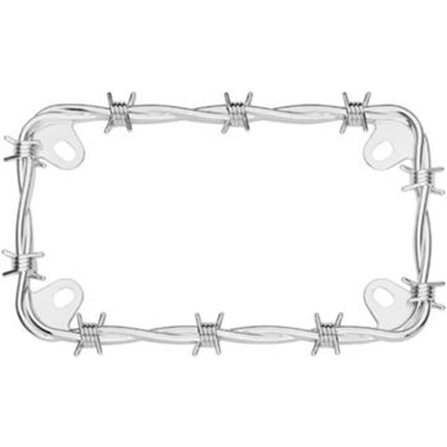Motorcycle License Plate Frame Barbed Wire, Chrome