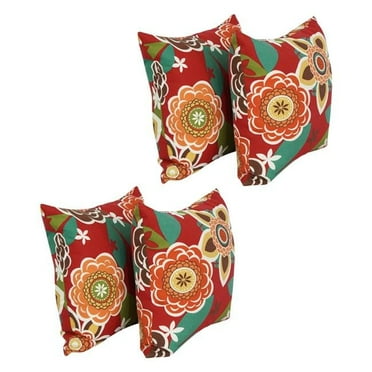 Blazing Needles 9910-S4-OD-202 17 in. Square Polyester Outdoor Throw Pillows, Annie Cherry - Set of 4