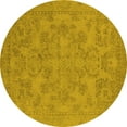 thumbnail image 1 of Ahgly Company Machine Washable Indoor Round Oriental Yellow Industrial Area Rugs, 6' Round, 1 of 4