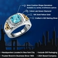 thumbnail image 2 of Gem Stone King 3.01 Ct Cushion Checkerboard Swiss Blue Topaz Lab Grown Diamond 925 Silver and 10K Yellow Gold Men's Ring | Size 12, 2 of 6