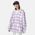 thumbnail image 5 of Goofa Purple Checkboard Printed Women's UPF 50+ Sun Protection Hoodie Jacket Lightweight Long Sleeve Sun Shirt for Women with Pocket Hiking Outdoor-XX-Large, 5 of 9