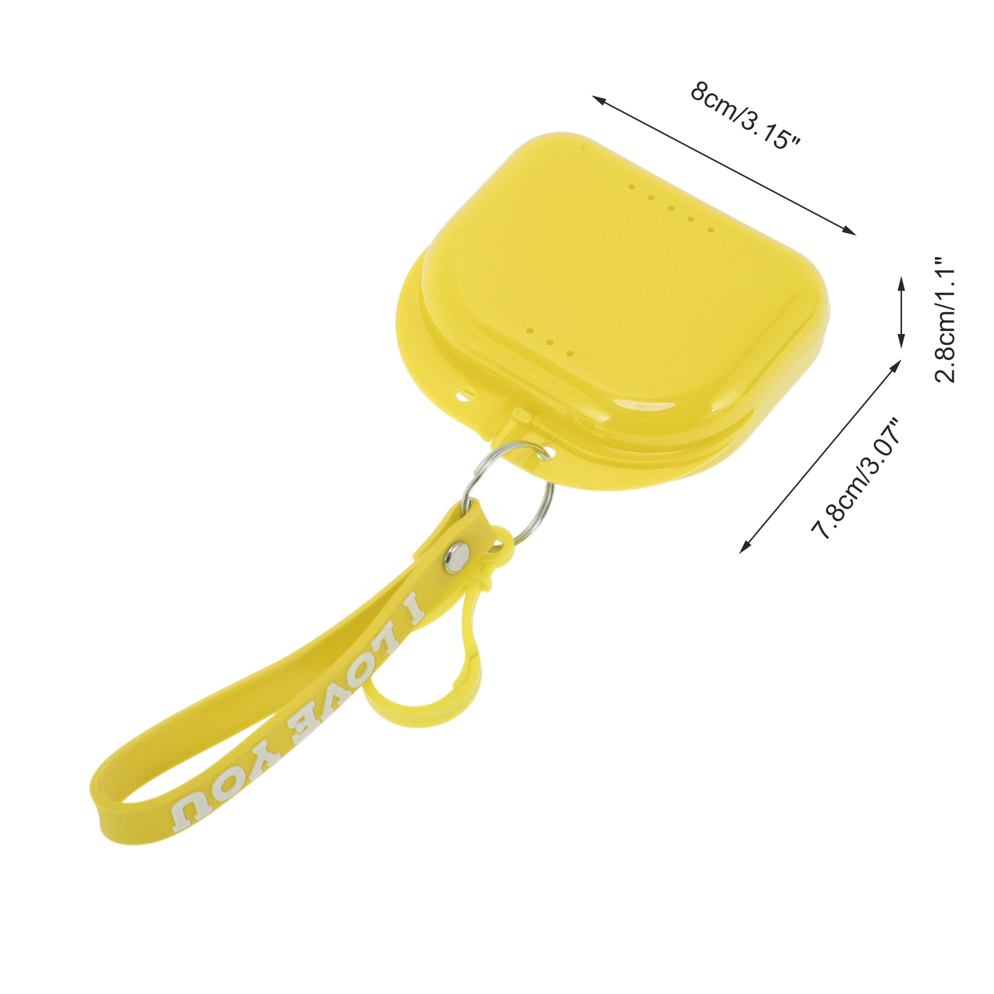 Unique Bargains Compact Braces Box with Lanyard 1 Pc Yellow