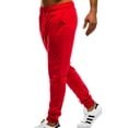 thumbnail image 5 of Frontwalk Men Solid Color Pants Casual Beam Foot Trousers Drawstring Elastic Waist Sweatpants With Pockets Red S, 5 of 7