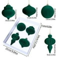 thumbnail image 4 of 4 Pcs Velvet Christmas Ornaments Set, Shatterproof Decorative Hanging Baubles in Assorted Shapes, Elegant Green Flocked Christmas Balls for Tree, Holiday Party and Home Decorations, 4 of 6