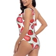thumbnail image 5 of Yiaed Hand Drawn Strawberry Print Women One Piece Swimsuits Tummy Control One Shoulder Bathing Suits Pattern Ruffle Swimwear-Small, 5 of 8