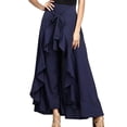 thumbnail image 2 of FANTADOOL Wrap Skirts Women Casual Fashion Navy Chiffon Tie-Waist Ruffle Wide Leg Loose Pants, 2 of 6