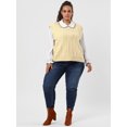 thumbnail image 3 of GRACE & GRANDEUR Women's Plus Sweater Vest V Neck Solid Plaid Knit Vests, 3 of 6