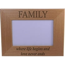 Family Where life begins and love never ends - Wood Picture Frame Holds 4x6 Inch Photo - Great Gift for Mothers's, Father's Day, Birthday,Valentines Day, Anniversary or Christmas Gift