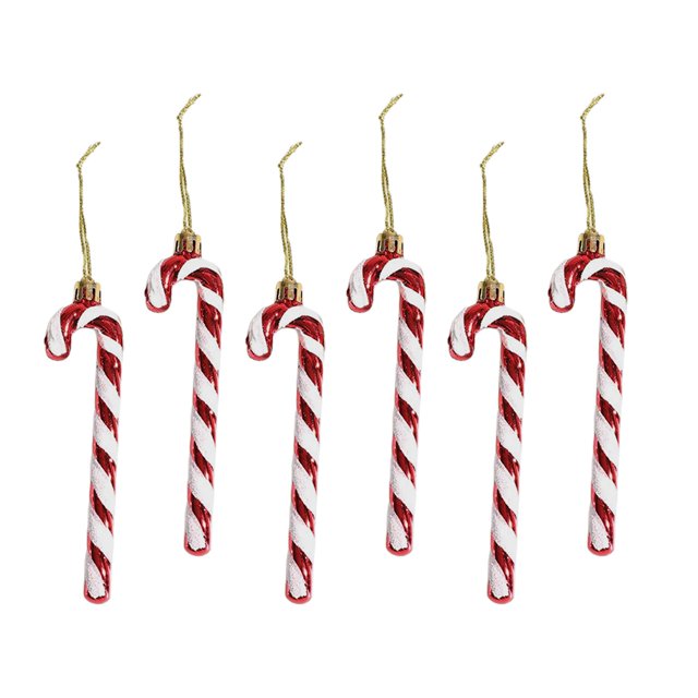 6 adornos colgantes de muletas de bastón de caramelo para árbol de Navidad, para corona. Rojo