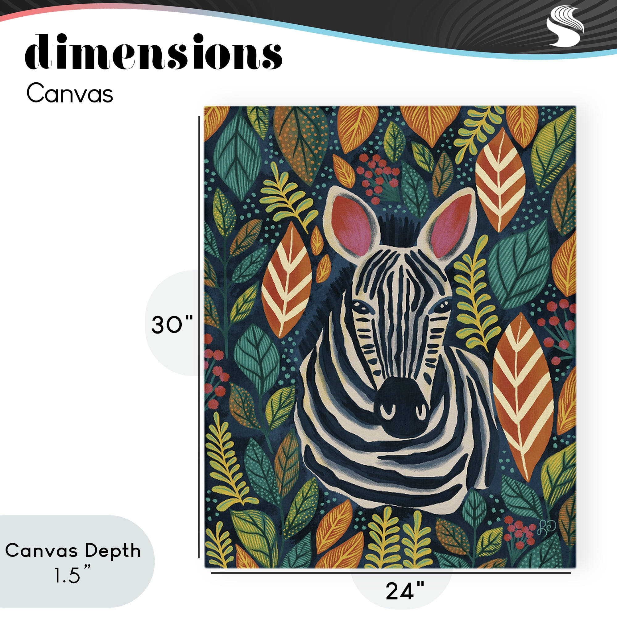 Stupell Industries Exotic Leaf Pattern Zebra Canvas Wall Art, design by Lisa R Dumm
