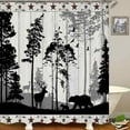 thumbnail image 3 of 4PCS Red Camo Deer Shower Curtain Sets with Rugs, Waterproof Fabric Shower Curtain, Black American Flag Stars Stripes Camouflage Elk Moose Wildlife Forest Hunting Rustic Cabin Bathroom Decor, 3 of 7
