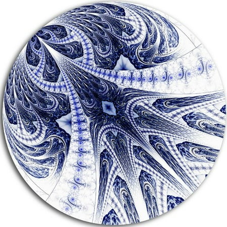 - Design Art 'Symmetrical Dark Blue Fractal Flower' Graphic Art Print on Metal