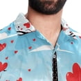 thumbnail image 5 of Eiffel Tower Valentine's Day Men's Short Sleeve Printed Button Down Beach Shirt Casual Summer Unisex Tops with Spread Collar, 5 of 6