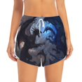 thumbnail image 2 of Balery Black And Blue Lightning Dragon Pantalones cortos deportivos para mujer con forro y dos bolsillos, elásticos, para entrenamiento, gimnasio, yoga-Small, 2 of 7