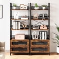 thumbnail image 6 of GAOMON 4-Tier Bookshelf with Drawers, Industrial Display Standing Shelf Units,Storage Shelf with Protective Rails, for Living Room, Home Office,Bedroom,Brown, 6 of 7