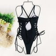 thumbnail image 5 of Women's One Piece Swimsuit Tummy Bathing Suit V Neck Color Block Slimming Swimwear, 5 of 6