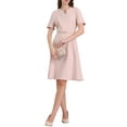 thumbnail image 2 of VESTIDO DE COCTEL A-LINE CHIC INSPIRADO PARA MUJERES CON CUELLO CHOKER, MANGA CORTA, CINTURÓN, ELEGANTE Y ACAMPANADO, COLOR ROSA, 2 of 5