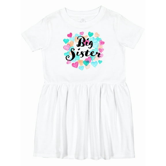 Inktastic Big Sister Colorful Hearts Design Girls Toddler Dress