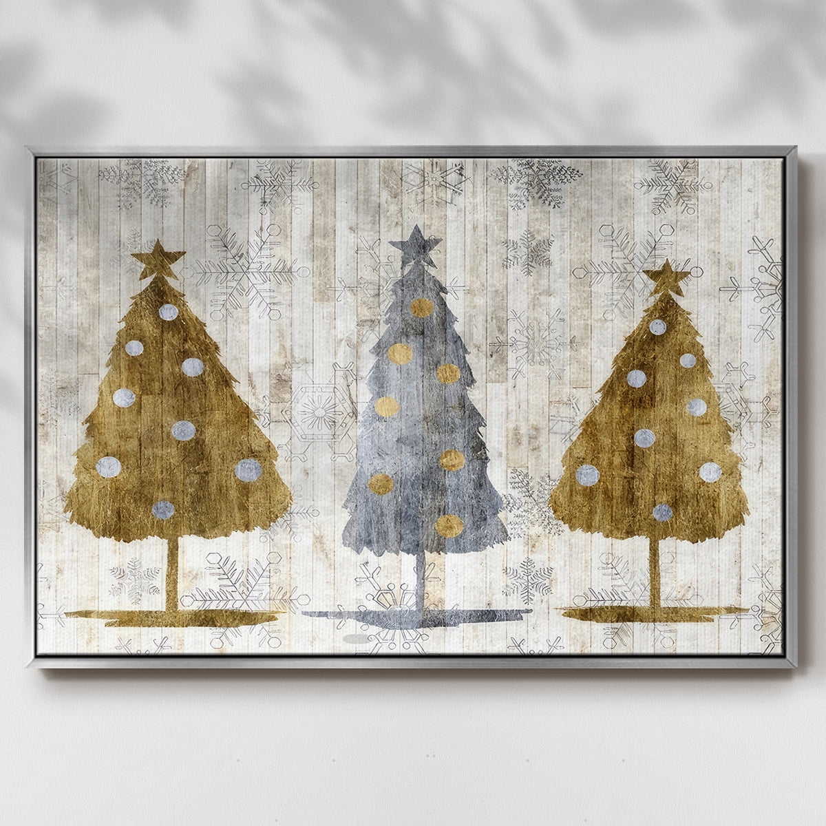 Sophisticated Christmas Collection A - Framed Gallery Wrapped Holiday Canvas - 27 x 41 - Silver Frame