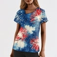 thumbnail image 3 of Scrubs For Women Plus Size, 4Th Of July Scrub Tops Size Skew Collar Short Sleeve Workwear With Double Layer Pockets Red White And Royal Blue American Flag Top Scrubs Tops (4XL, Light Blue) ZMTing, 3 of 3
