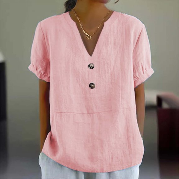 Pink Women's Short Sleeve T-shirt, Women'S Fashionable Casual V Neck Short Sleeved Top T Shirt,Women's Short sleeve T-shirt L