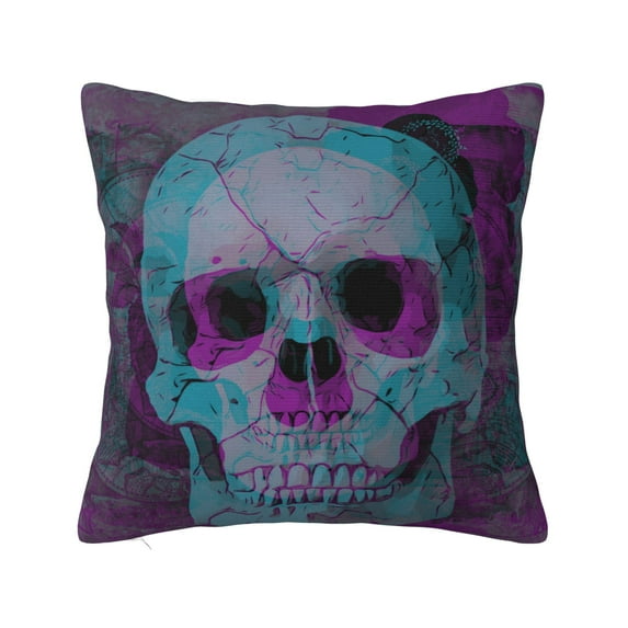 ZICANCN Cupid Skull Purple Print Throw Pillow Covers, Bed Couch Sofa Knit Decorative Pillow Covers for Living Room Farmhouse, 26"x26"