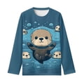 thumbnail image 6 of Jiueut Sea Otter Graphic Tees for Girls Long Sleeve Shirts 3-4 Little Girl Shirts Plus Size Clothing First Day of 3Rd Grade Shirt for Girls Long Sleeve T-Shirts for Various Occasions, 6 of 7