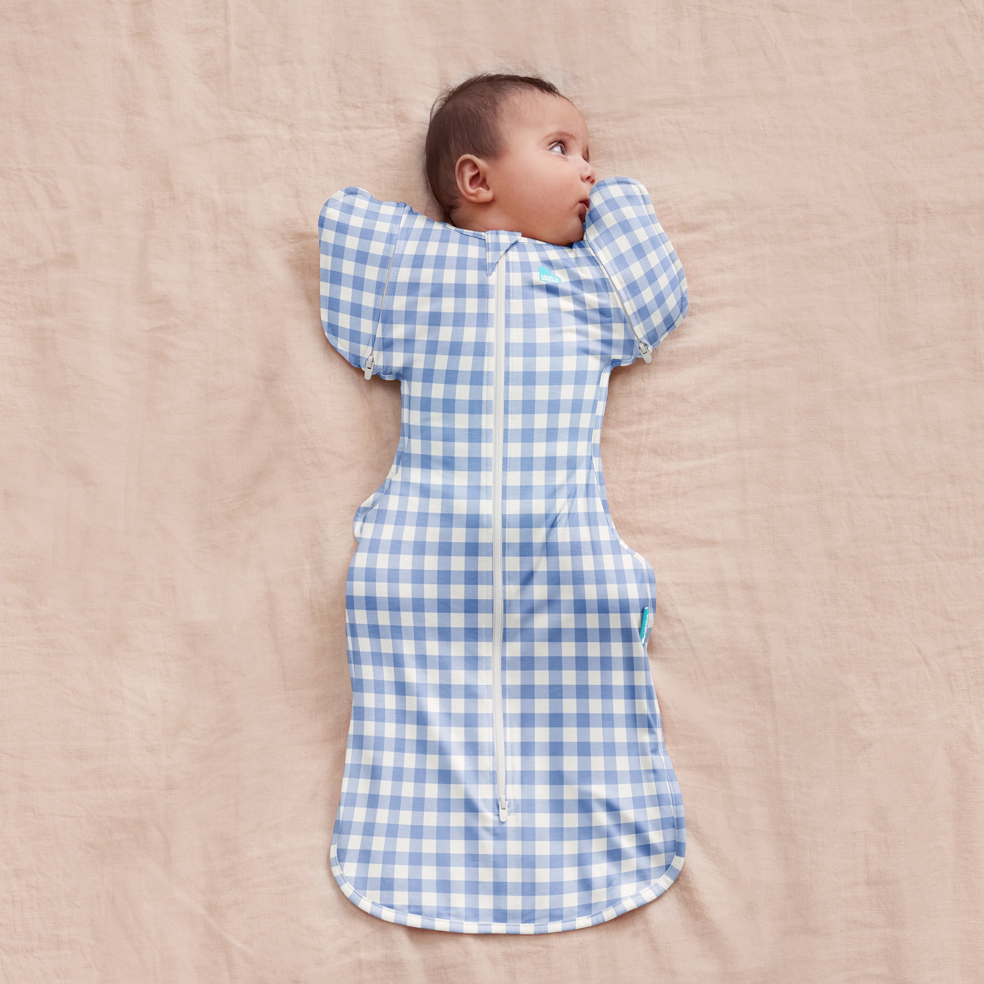 Love To Dream Swaddle Up Transition Bag, 4-way Stretch, Cotton Blend, 1.0 TOG, Blue Gingham, Large